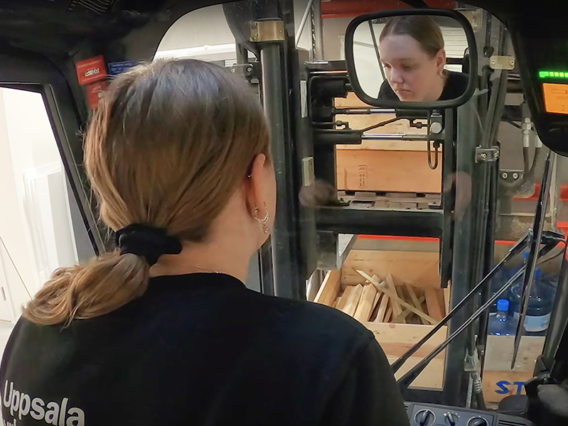 Ung kvinna i truck