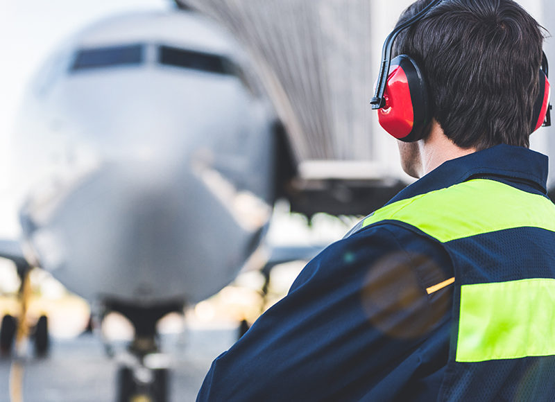 Engineer having job at airdrome