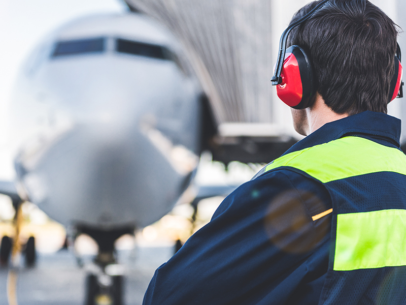 Engineer having job at airdrome