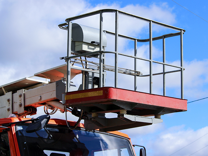 cradle and elevator on a machine for high-altitude work. construction and repair equipment.