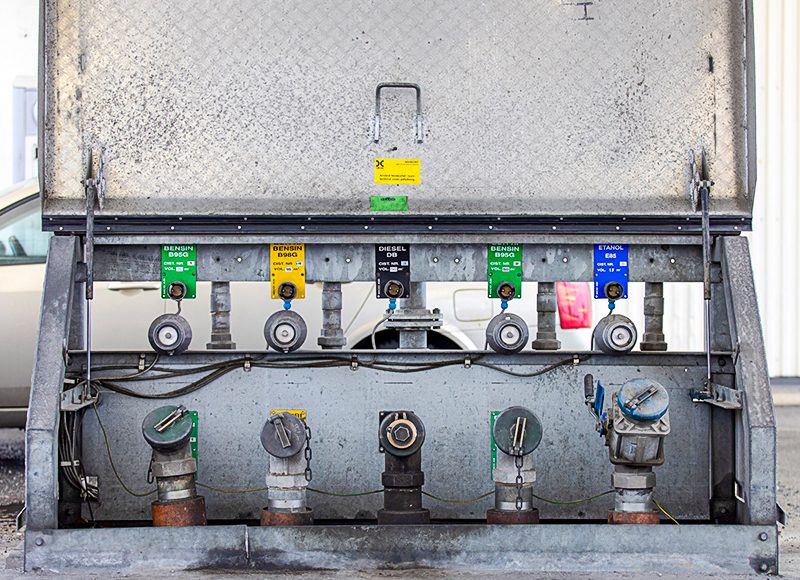 Skåp för lossning av drivmedel.